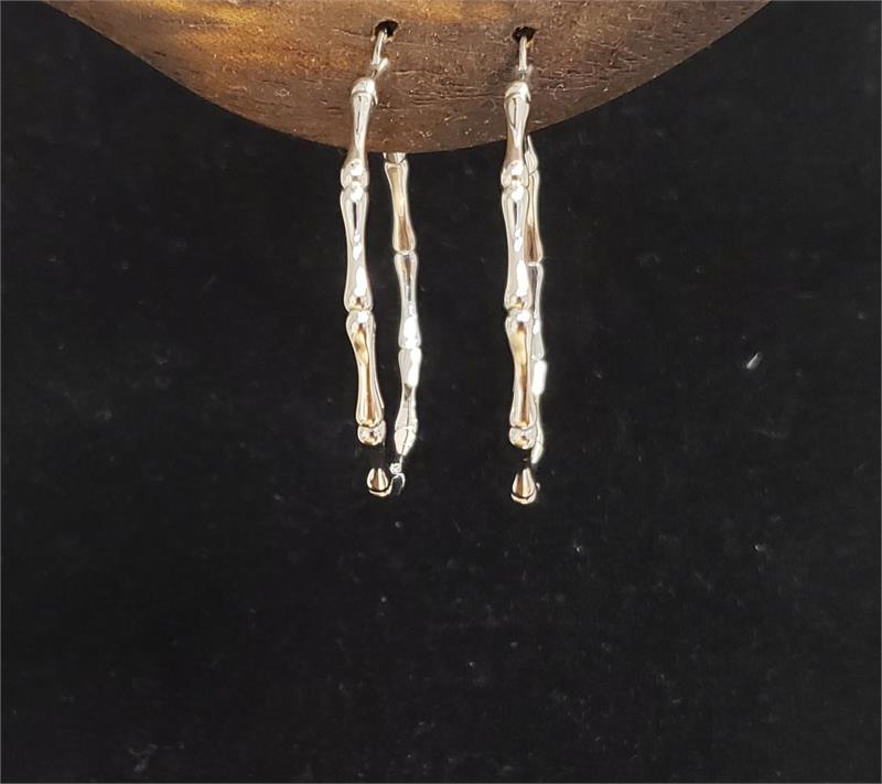 Bamboo Hoops. Sterling Silver