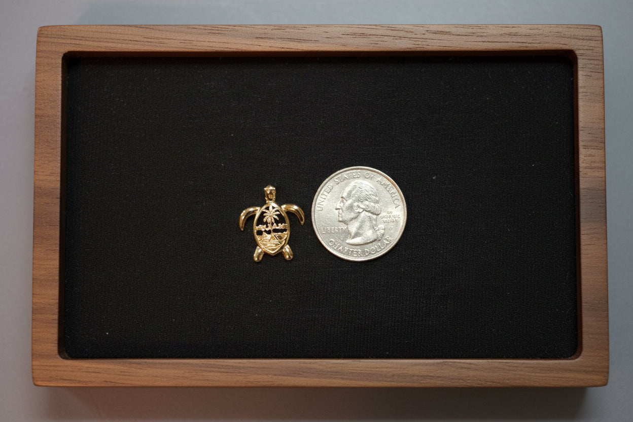 Guam Seal Turtle Pendant, Sterling Silver Gold Plated