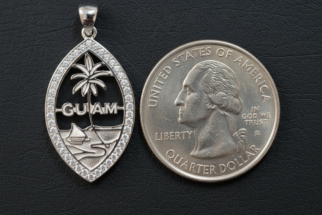 Medium Guam Seal Pendant Sterling Silver with CZ
