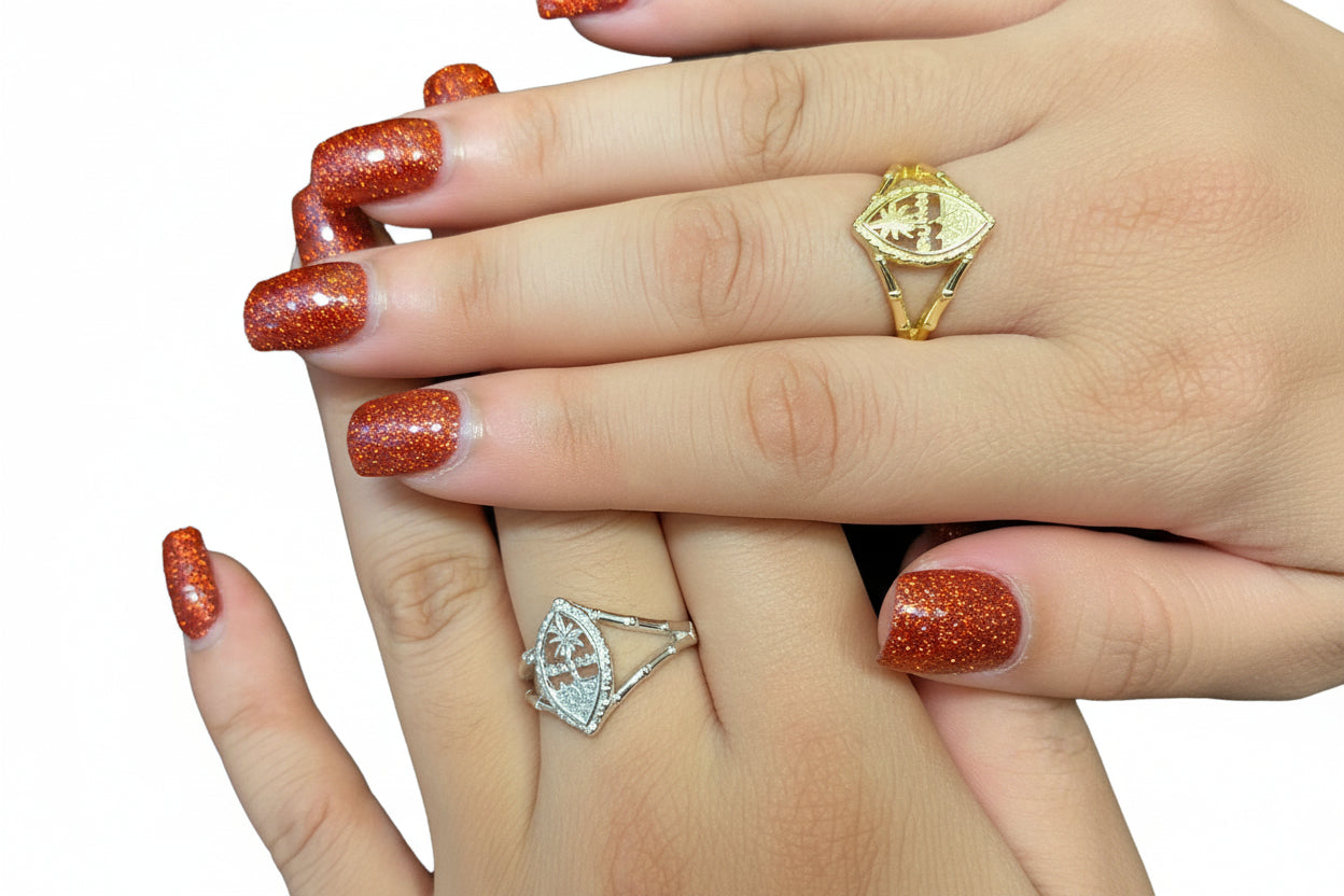 Women Bamboo Guam Ring Sterling Silver Gold Plated