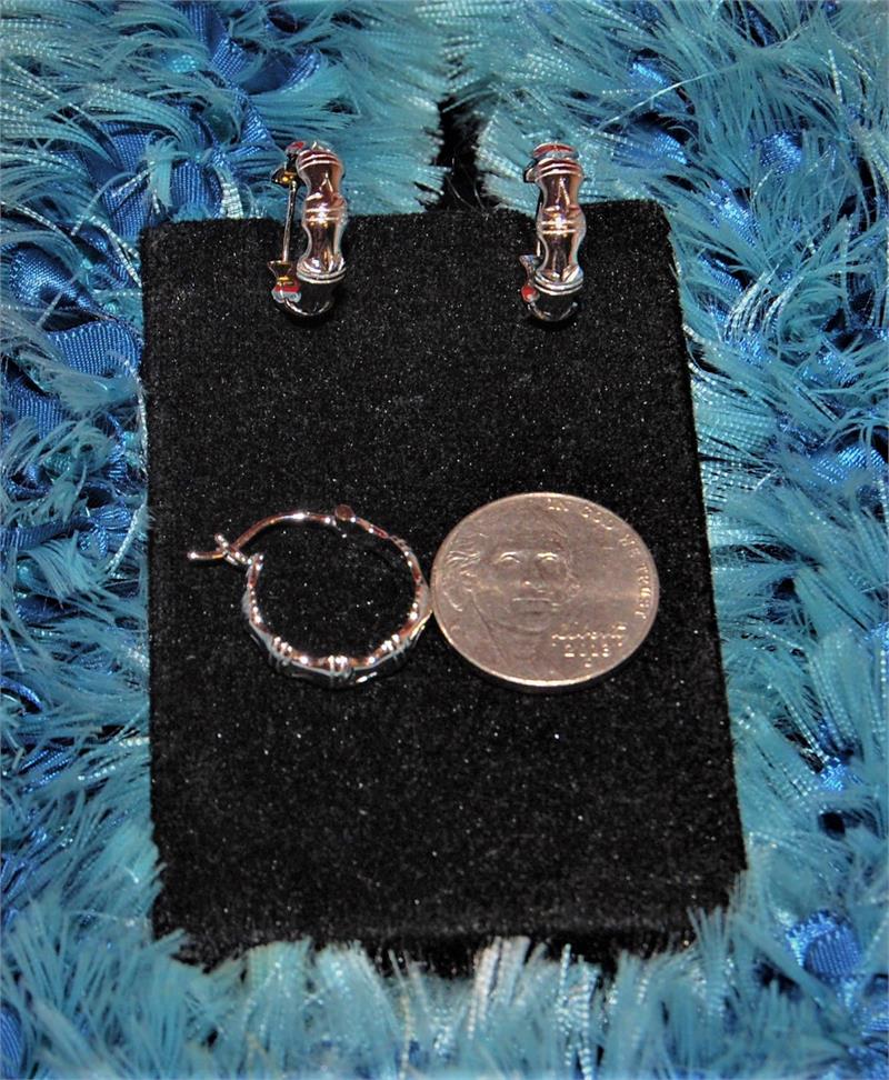 Bamboo Hoops, Sterling Silver Rhodium Medium Size