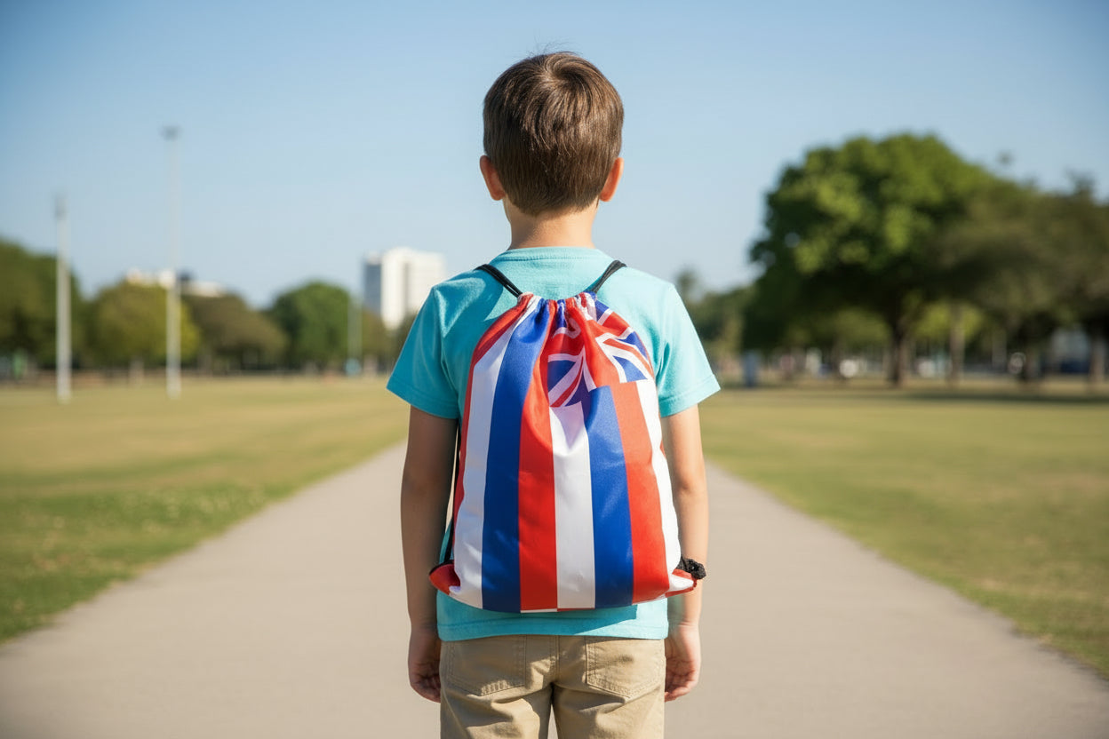 Hawaiian Flag Drawstring Backpack