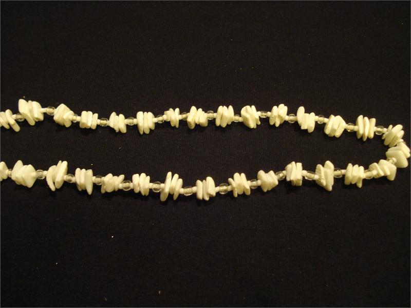 All White with Clear Beads Puka Shell Necklace