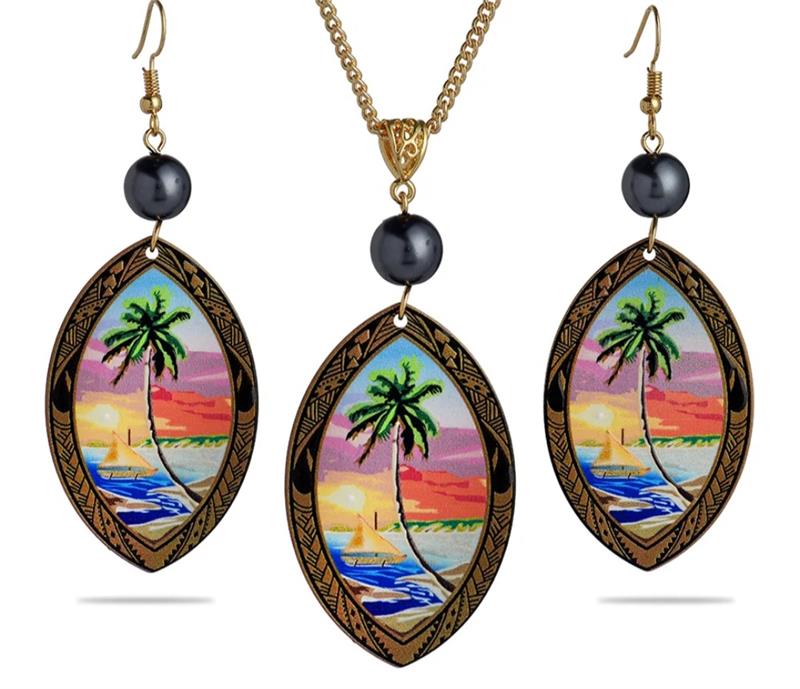 Painted Seal Pendant and Earring Set