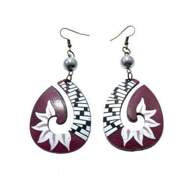 Red Teardrop Earrings with Pearl