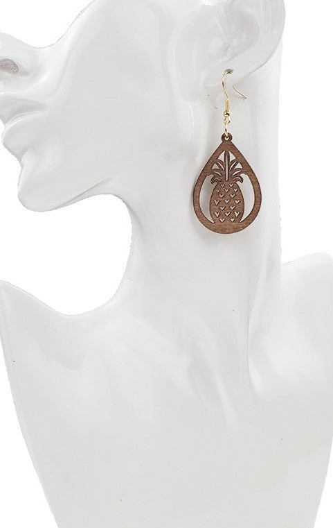 Pineapple Wood Earrings