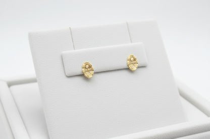 Small Bamboo Seal Studs Sterling Silver GOLD PLATED