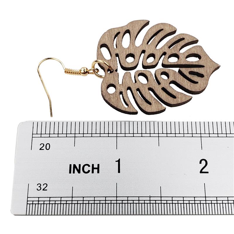 Monstera Wood Earrings