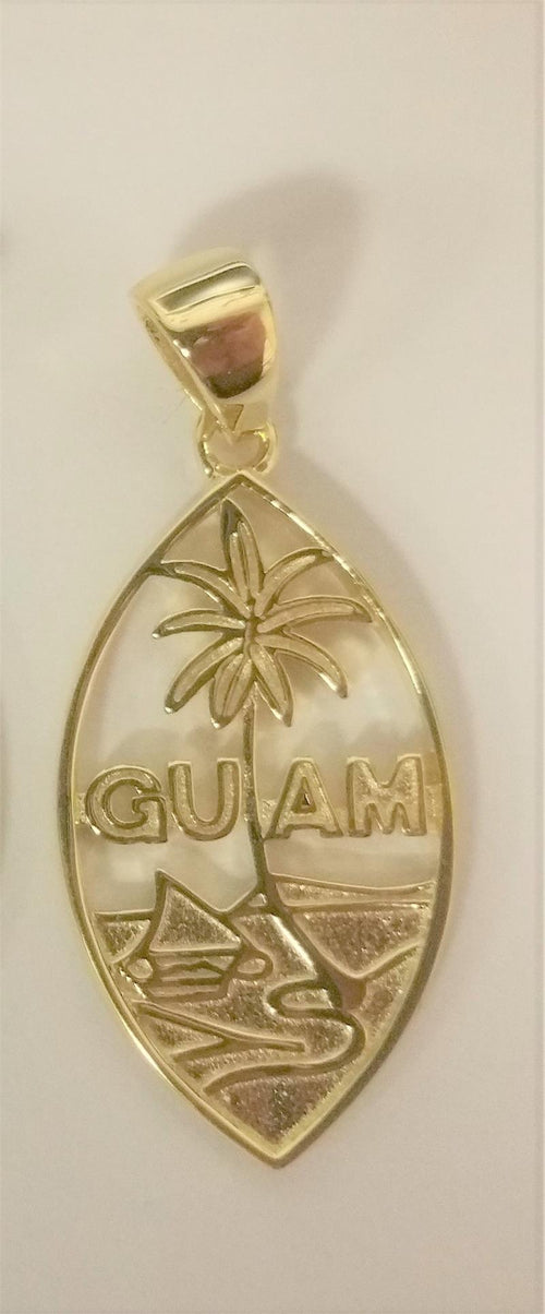 Plain Guam Seal Pendant Sterling Silver GOLD PLATED