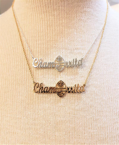 Chamorrita Guam Seal Pendant & Chain Set, SILVER Plated