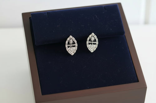 Large Bamboo Seal Studs, Silver Rhodium