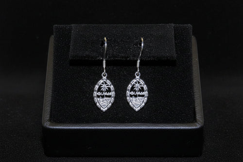 Bamboo Guam Seal Dangling Earring, Silver Rhodium