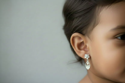 Dangling Guam Seal Earrings w/ Plumeria Post, Silver Rhodium-Plated