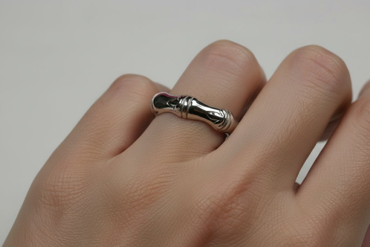 Bamboo Ring, Solid Silver