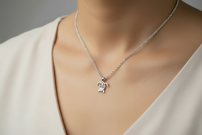 Guam Seal Turtle Pendant Sterling Silver Rhodium Plated