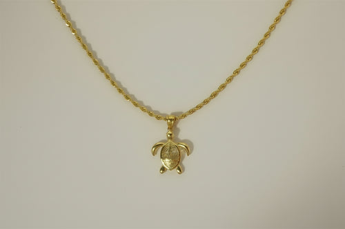 Guam Seal Turtle Pendant, Sterling Silver Gold Plated