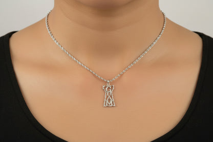 Medium Bamboo Guam Latte Stone Pendant, Sterling Silver