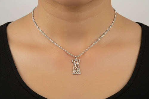 Medium Bamboo Guam Latte Stone Pendant, Sterling Silver