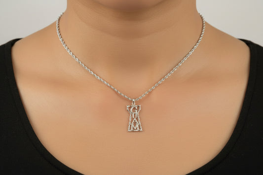 Medium Bamboo Guam Latte Stone Pendant, Sterling Silver