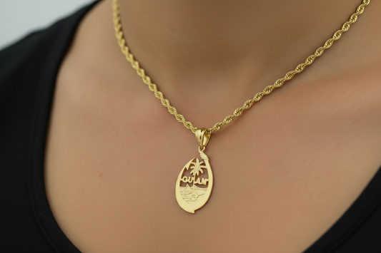 Small Guam Hook Pendant Sterling Silver GOLD PLATED