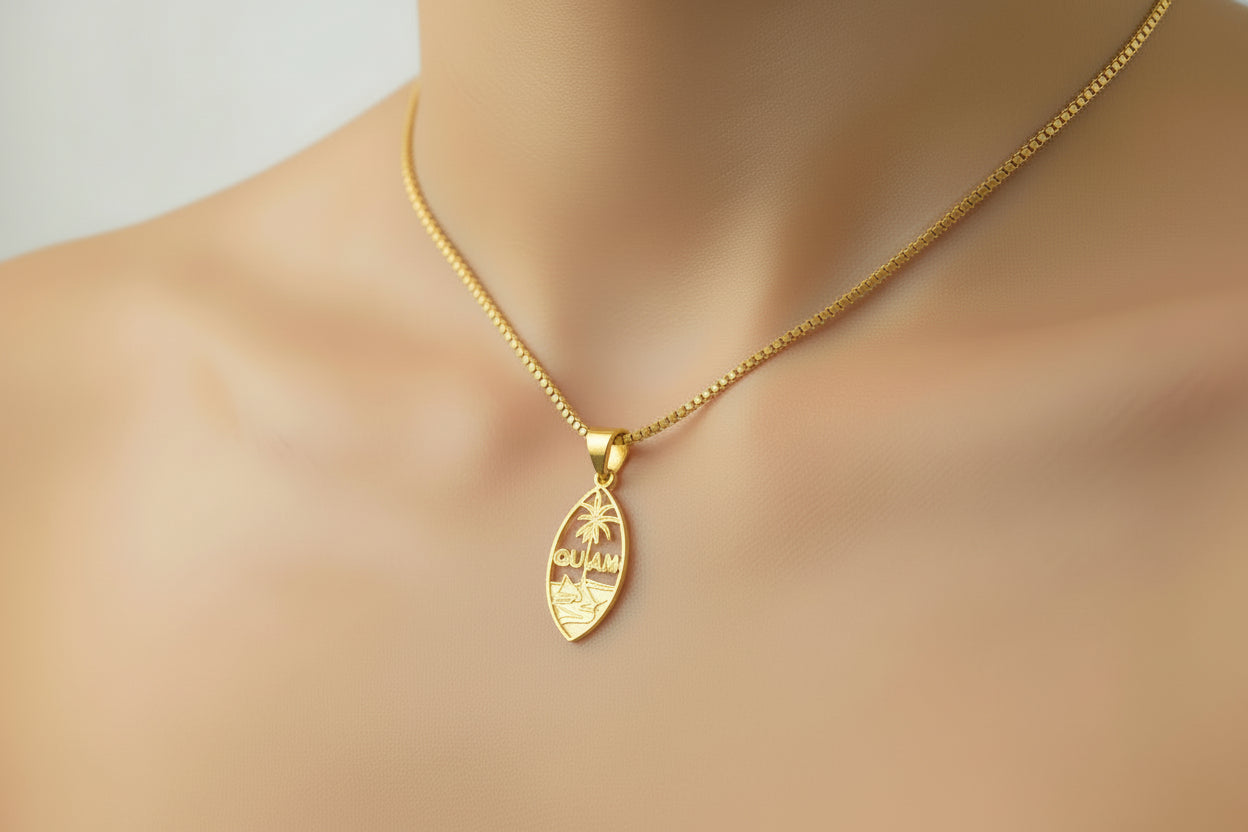 Plain Guam Seal Pendant Sterling Silver GOLD PLATED