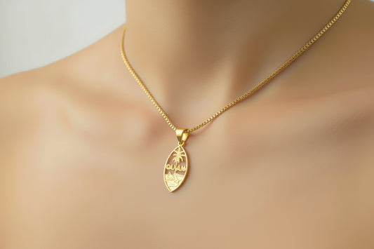 Plain Guam Seal Pendant Sterling Silver GOLD PLATED