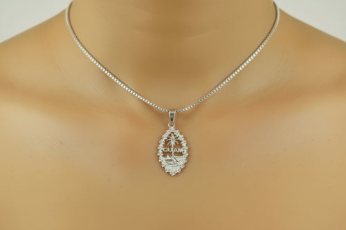 Plumeria Bordered Guam Seal, Sterling Silver