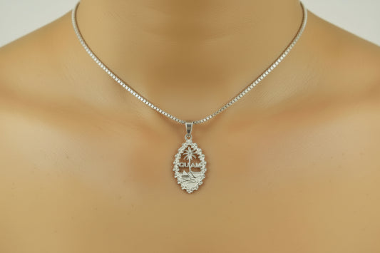 Plumeria Bordered Guam Seal, Sterling Silver