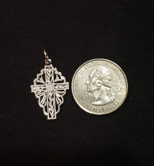 Spanish Cross Charm Sterling Silver Rhodium Plated