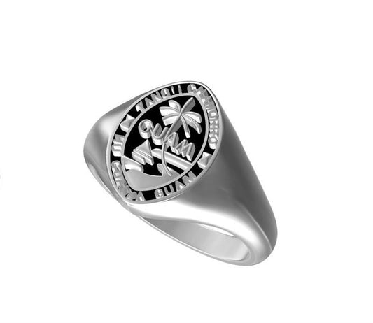Solid Guam Seal Ring, Sterling Silver