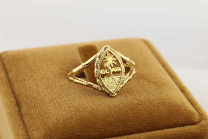 Women Bamboo Guam Ring Sterling Silver Gold Plated