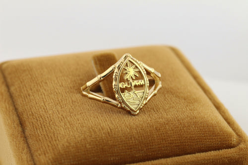 Women Bamboo Guam Ring Sterling Silver Gold Plated