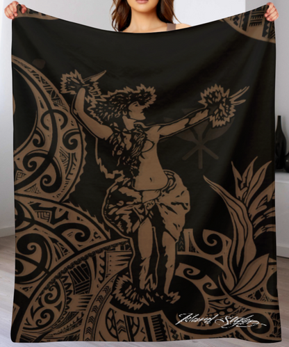 Hula Girl Throw Blankets