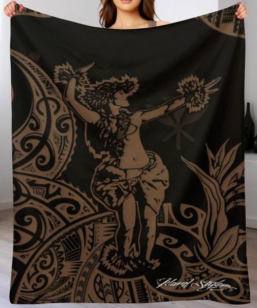 Hula Girl Throw Blankets