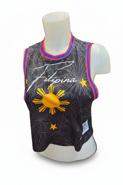 Women's Black Filipina Crop top Jersey
