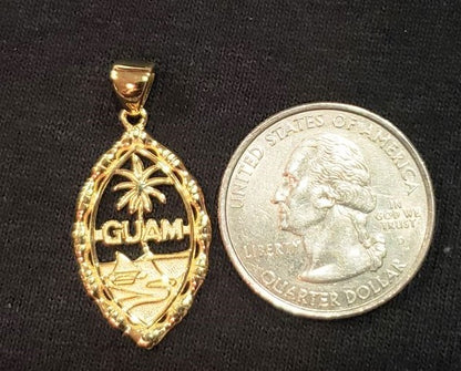 Bamboo Guam Seal Pendant, Sterling Silver Medium Gold Plated