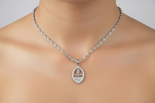 Medium Guam Seal Pendant Sterling Silver with CZ