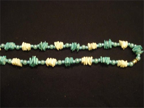 White and Blue Puka Shell Necklace