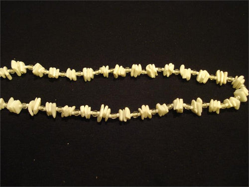 All White with Clear Beads Puka Shell Necklace