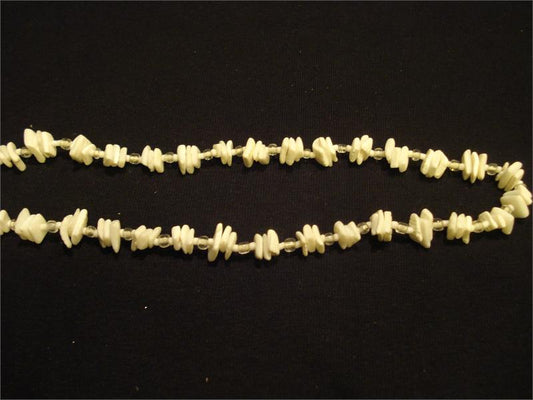 All White with Clear Beads Puka Shell Necklace