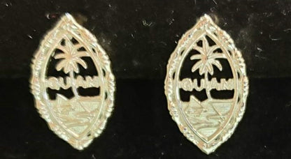 Large Bamboo Seal Studs, Silver Rhodium