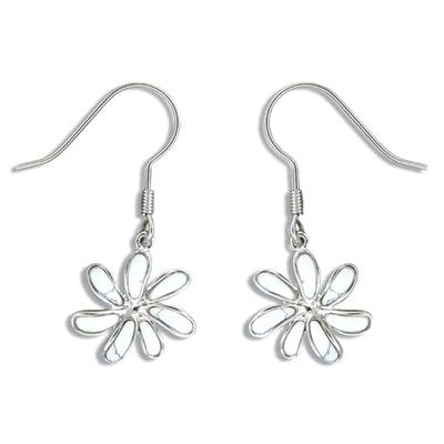 Tahiti Tiare Earrings, White Turquoise, Sterling Silver