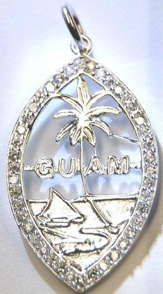 Medium Guam Seal Pendant Sterling Silver with CZ