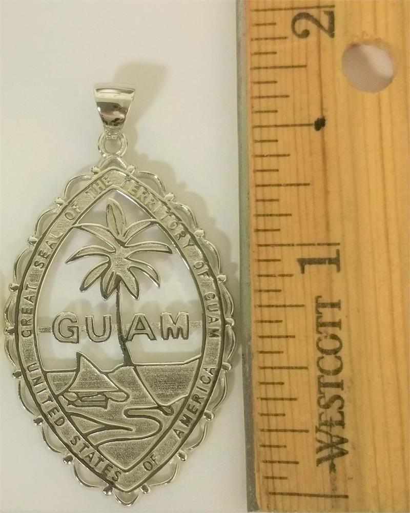 Large Guam Seal with Lace Pendant, Sterling Silver