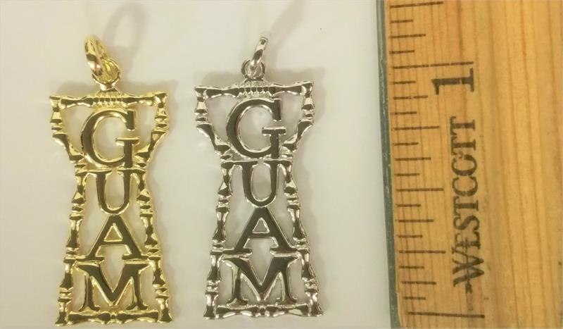 Medium Bamboo Guam Latte Stone Pendant, Sterling Silver