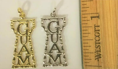 Medium Bamboo Guam Latte Stone Pendant, Sterling Silver