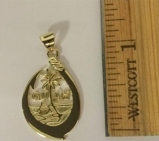 Small Guam Hook Pendant Sterling Silver GOLD PLATED