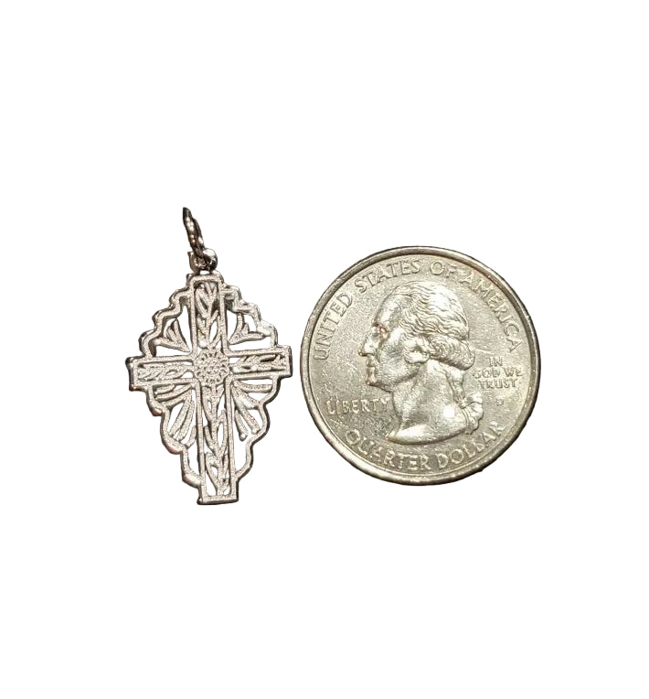 Spanish Cross Charm Sterling Silver Rhodium Plated