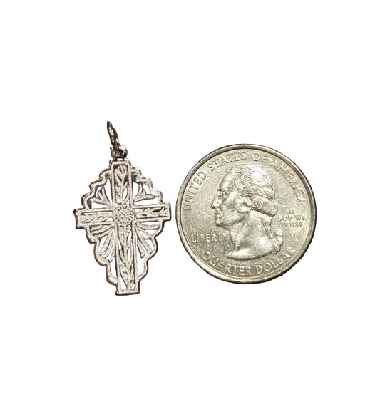 Spanish Cross Charm Sterling Silver Rhodium Plated