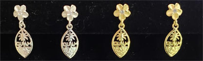 Dangling Guam Seal Earrings w/ Plumeria Post, Silver Rhodium-Plated